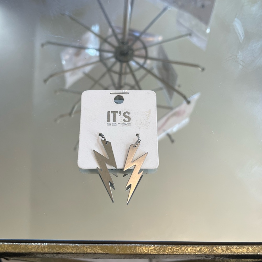 Silver Lightning Bolt Earrings
